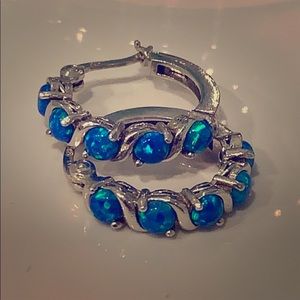 ⭐️HP⭐️ Blue/Green gemstone hoop earrings